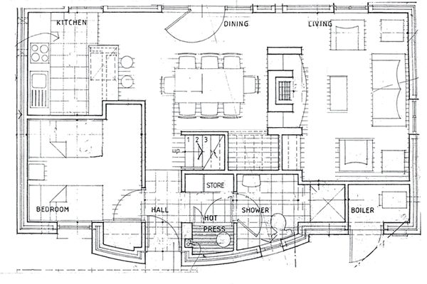 Ground floor layout of Achill Cottages